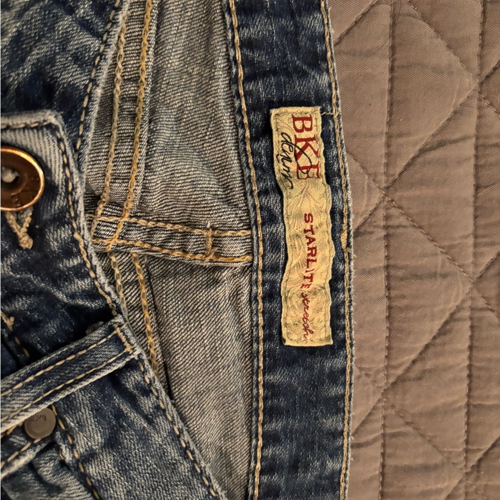 BKE Blue Boot Cut Jeans with Vintage Fading